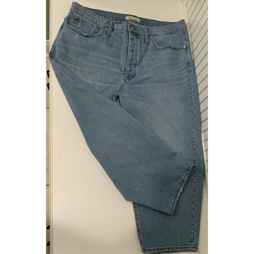 Madewell Balloon Light Wash Button Fly Top Y2k Stitched Women's Denim Jeans 33P